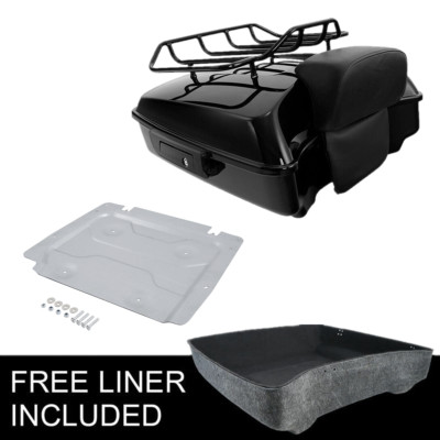 10.7'' Chopped Pack Trunk Pad Top Rack & Plate Fit For Harley Road Glide 14-23 18