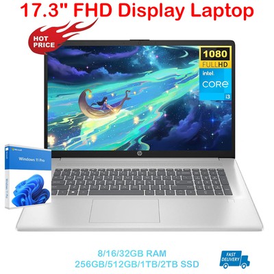 HP  17 17.3''Laptop,Intel Core i3-N305(8-Core)3.8GHz,UpTo 32GB,2TB SSD+Win 11 pro