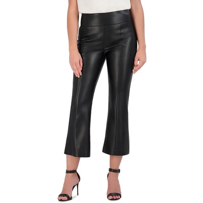BCBGMAXAZRIA Женские черные укороченные брюки-клеш из искусственной кожи с высокой посадкой 4 BHFO 0688