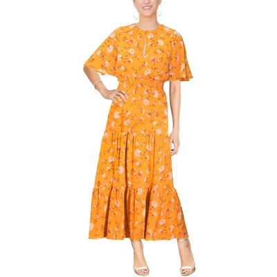 Rachel Rachel Roy Женское оранжевое шифоновое длинное макси-платье со складками 10 BHFO 3354