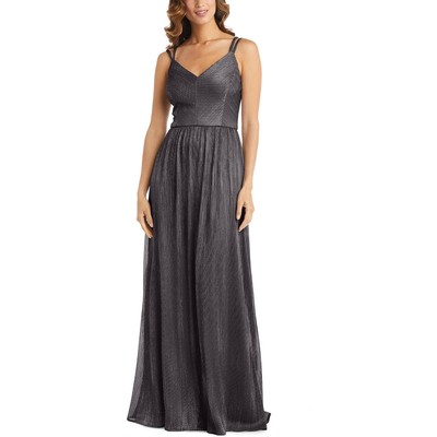 

NW Nightway Womens Silver Metallic Maxi Evening Dress  BHFO 2328, Black/silver