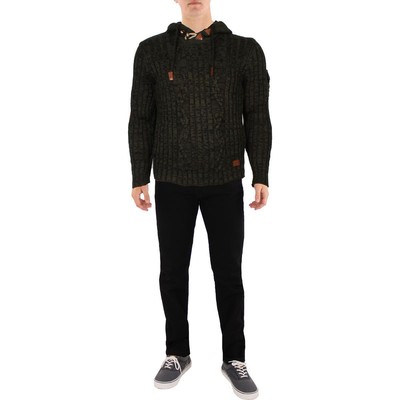 Лейф Нельсон Мужской зеленый пуловер кабельной вязки с капюшоном, свитер-рубашка XXL BHFO 8048