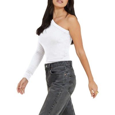 LAmade Womens Encino White One Shoulder Ribbed Solid Top Shirt XS BHFO 4382