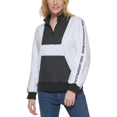 

Karl Lagerfeld Paris Женский белый пуловер-рубашка из шерпа CC  BHFO 9297, Soft white