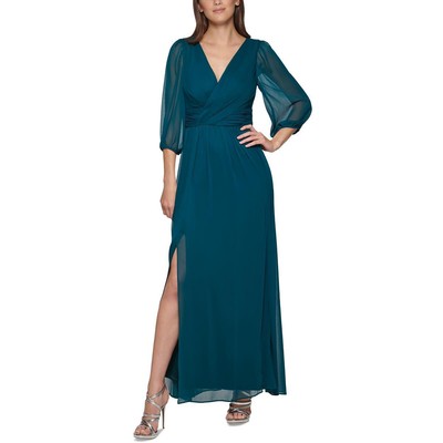 Женское зеленое шифоновое длинное официальное вечернее платье DKNY 8 BHFO 3068