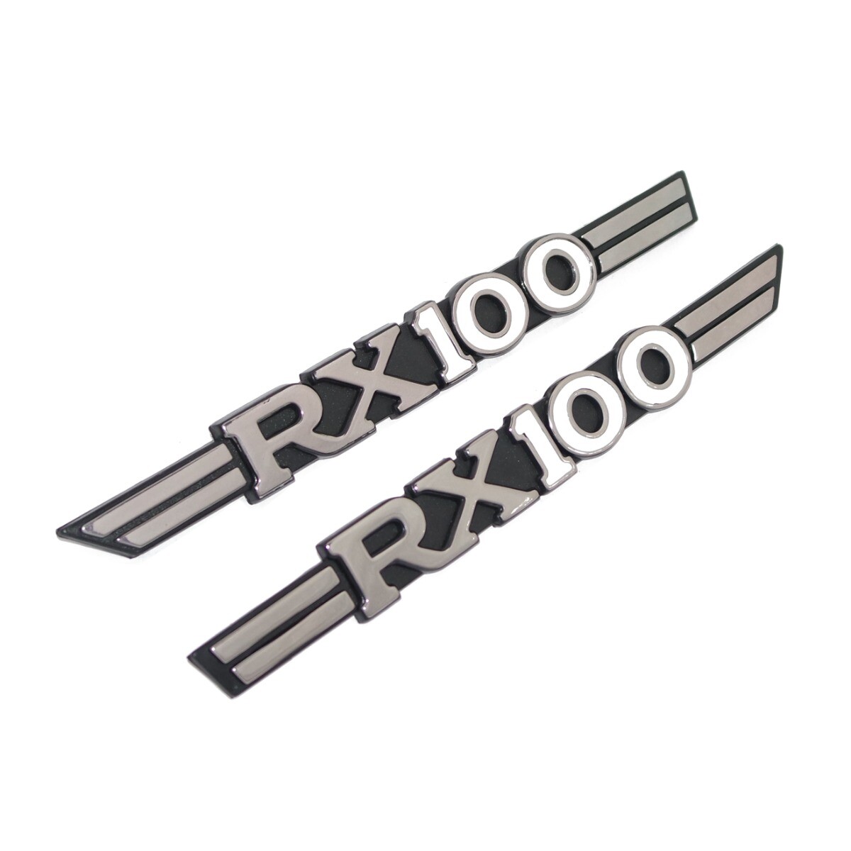 RX100 Side Cover Emblem Badge Pair Plastic chrome Black Yamaha RX 100 Bikes  