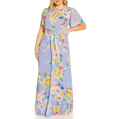 

Женское шифоновое вечернее платье с цветочным принтом Adrianna Papell Plus BHFO 5289, Periwinkle multi