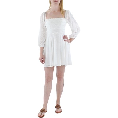 Женское мини-платье с квадратным вырезом и текстурой цвета слоновой кости City Studios Juniors S BHFO 5294