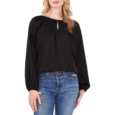 Женская черная жаккардовая рубашка-блузка с принтом Vince Camuto, топ XS BHFO 6499