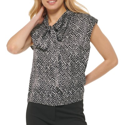 

DKNY Женская рубашка с принтом черного цвета и цвета слоновой кости Hi-Low  BHFO 7287, Black/ivory combo
