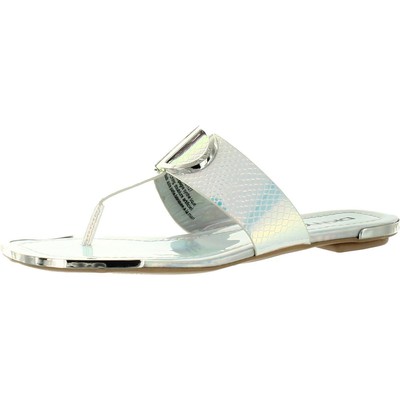 

Женские шлепанцы с металлическими ремешками DKNY HALCOTT, размер 8, средний (B,M), BHFO 9752, Irid snake pu 5vd/silver irid 5vd