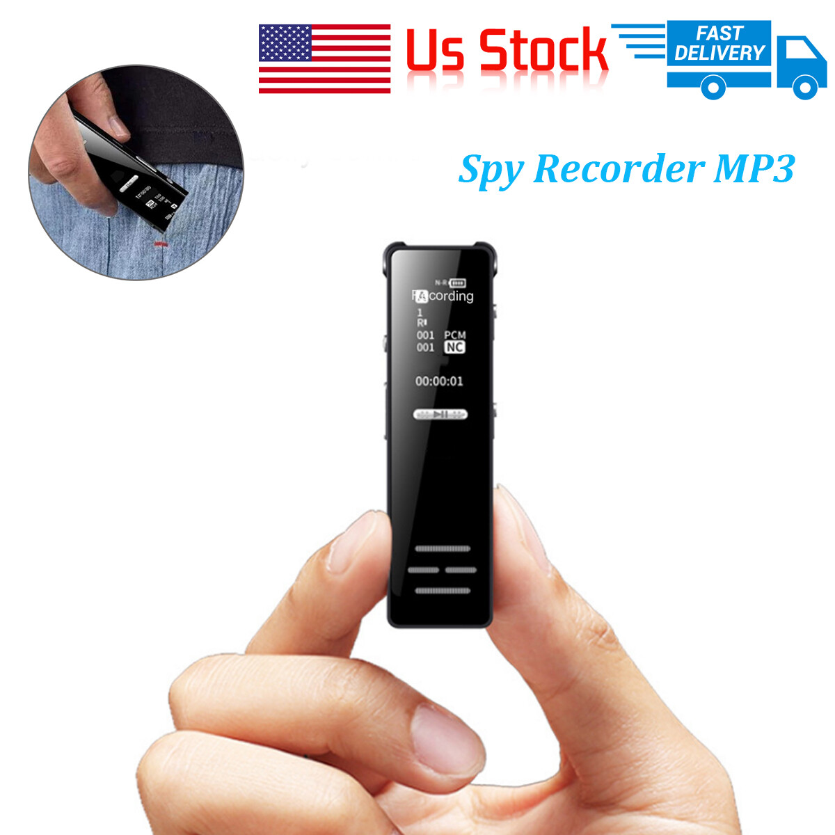 128G Spy Audio Recorder Digital Voice Activated Mini Sound Dictaphone MP3 Player