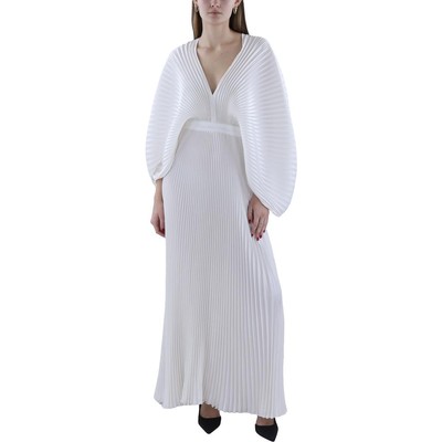 Lidee Womens Ivory Satin Pleated Formal Evening Dress Gown S BHFO 1978