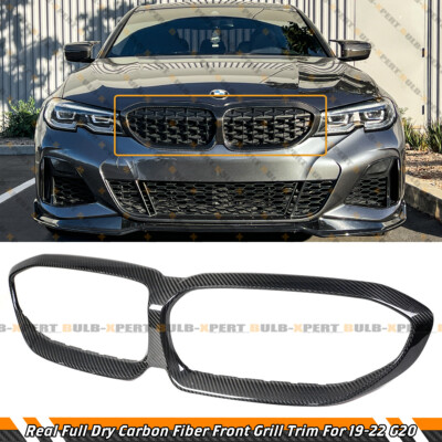 REAL CARBON FIBER GRILL GARNISH INSERT TRIM COVER FOR 2019-22 BMW G20 330i M340i