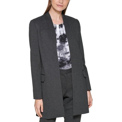 

Женский серый длинный блейзер без воротника Calvin Klein Petites  BHFO 8550, Charcoal 2
