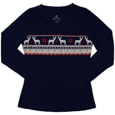 

Женский топ с длинными рукавами и v-образным вырезом Legendary Whitetails Cozy Cabin с принтом, Navy