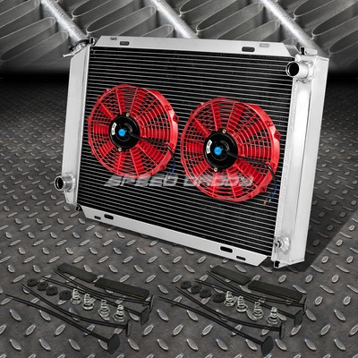 3-РЯДНЫЙ АЛЮМИНИЕВЫЙ РАДИАТОР + 2X 10 ВЕНТИЛЯТОРОВ КРАСНОГО ЦВЕТА ДЛЯ FORD MUSTANG V8/V6 LX/GT/COBRA 79-93