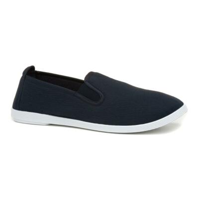 navy blue canvas slip ons