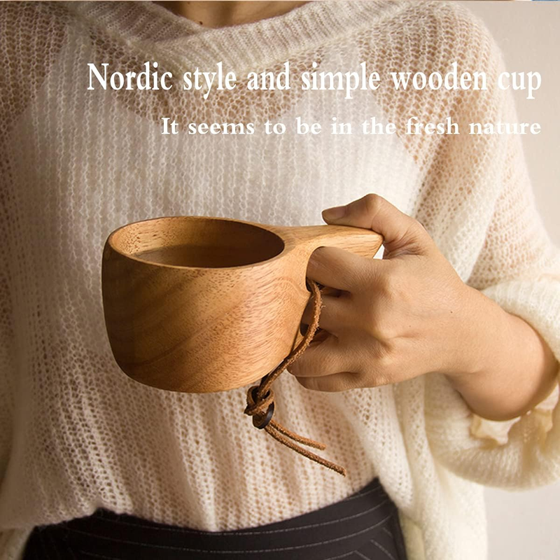 Wooden Cup Camping Cup Nordic Style Handmade Natural, Portab
