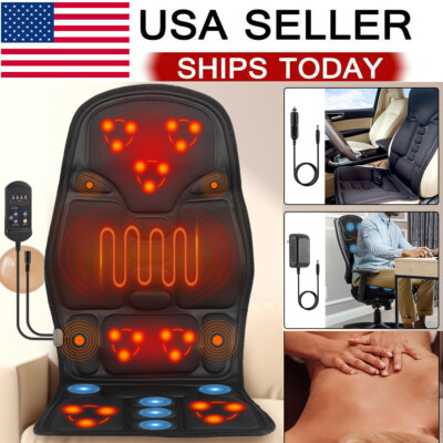 8 Modes Massage Seat Cushion Heated Back Neck Body Massager Chair For Home & Car