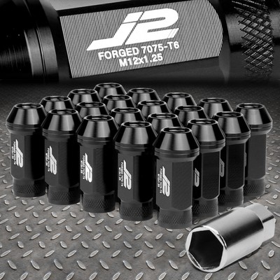 J2 ENGINEERING 7075 АЛЮМИНИЙ M12X1.25 20ШТ 50 ММ ВЕРХНЯЯ ГАЙКА С НАКАТКОЙ и КЛЮЧОМ, ЧЕРНЫЙ