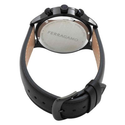 Pre-owned Ferragamo Gent Chrono Chronograph Quartz Black Dial Watch Sfu400223