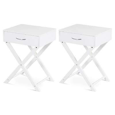 Topbuy 2PCS Morden Accent X Base Nightstand End Table W/ Storage Drawer