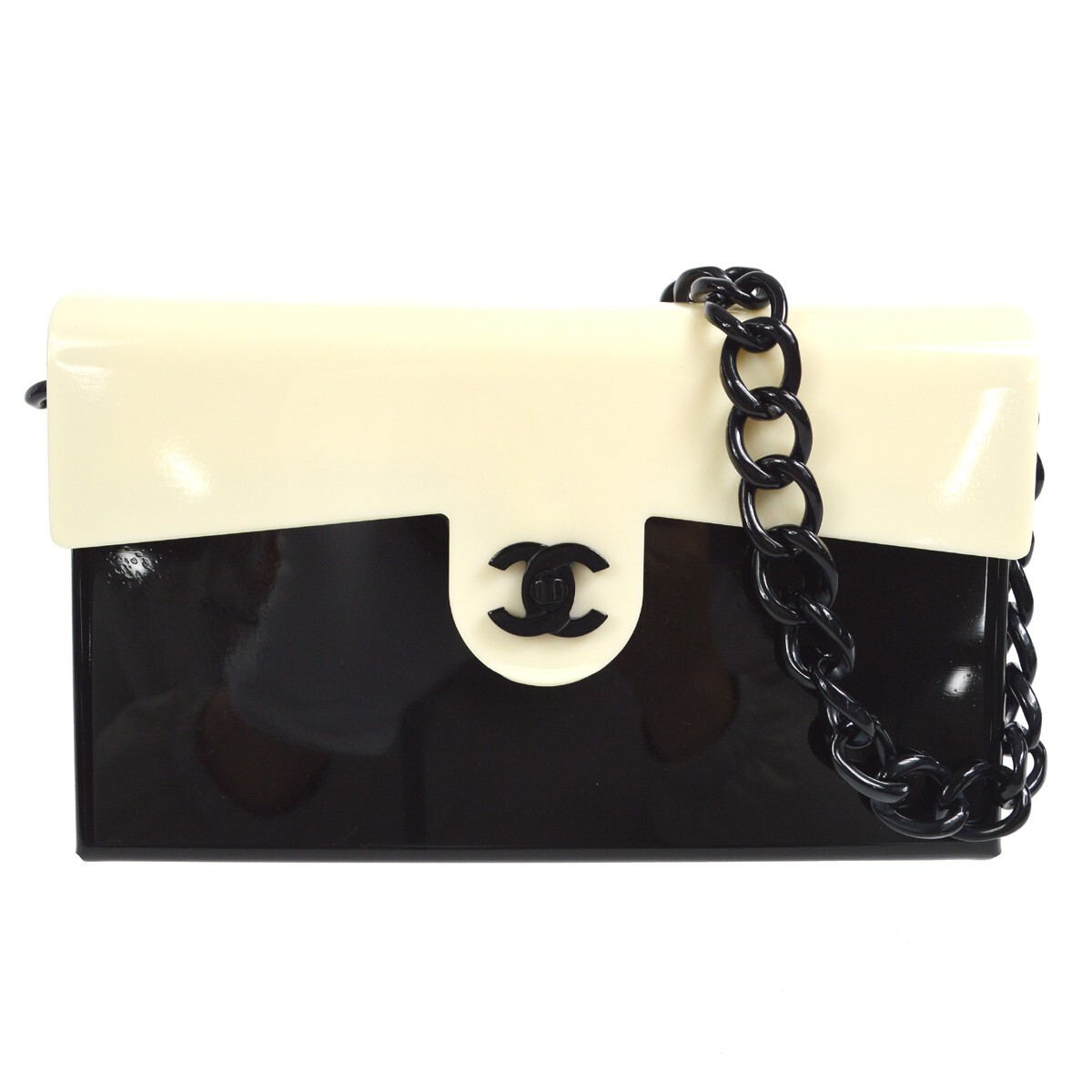 パーツ CHANEL MENS Chanel Bi-color Black White Plastic Chain Shoulder Bag 98787