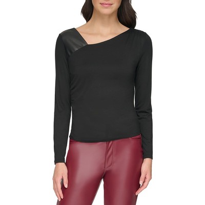 Женская черная асимметричная блузка для работы с длинным рукавом DKNY S BHFO 5917