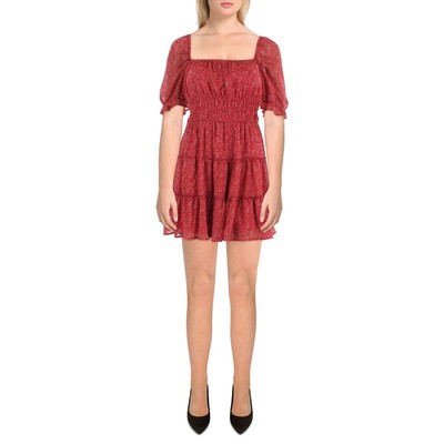 Trixxi Womens Red Off-The-Shoulder Mini Fit & Flare Dress Juniors S BHFO 2476