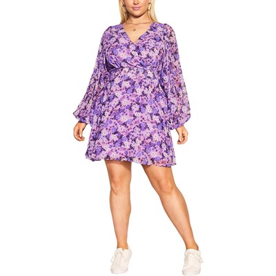 Городское шикарное женское фиолетовое мини-платье с цветочным принтом для вечеринок M BHFO 0056
