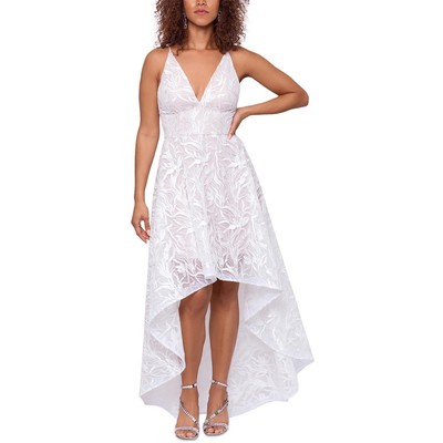 Женское вечернее платье-сутаж из сетки цвета слоновой кости с высокой посадкой Xscape 10 BHFO 0061