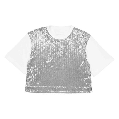 Pre-owned Rabanne Ladies Silver / White Metallic Mesh T-shirt