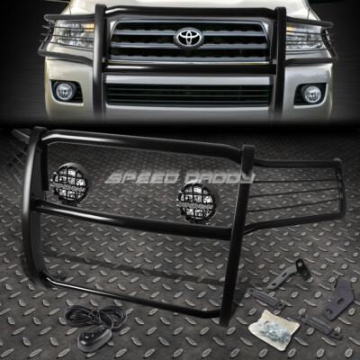 ЧЕРНАЯ ЗАЩИТНАЯ РЕШЕТКА РАДИАТОРА + КРУГЛАЯ ПРОЗРАЧНАЯ ПРОТИВОТУМАННАЯ ФАРА ДЛЯ ВНЕДОРОЖНИКА TOYOTA SEQUOIA 5DR 08-16