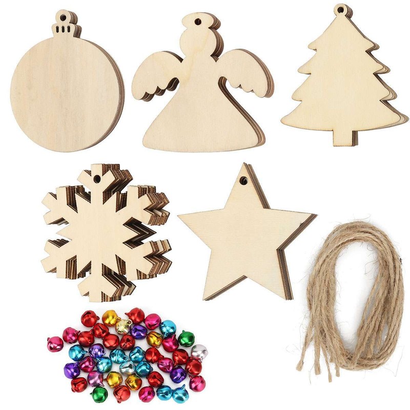 Wooden Christmas Tree Ornaments Baubles Blank Christmas Pendants DIY Crafts