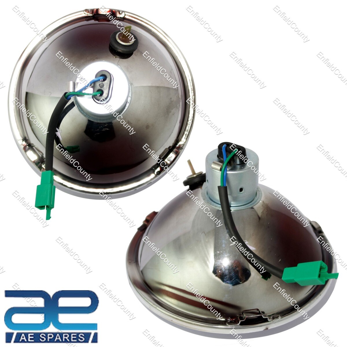 Pair 7" Headlight Beam with Parking Bulb Holder Lucas Replica For Norton Royal Enfield