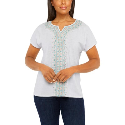 Alfred Dunner Женский белый пуловер с вышивкой Top Petites PXL BHFO 0967