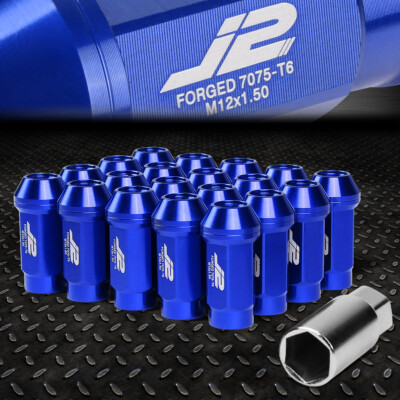 J2 ENGINEERING 7075 АЛЮМИНИЙ M12X1.5 20ШТ 50 ММ ЗАКРУГЛЕННАЯ ГАЙКА С КЛЮЧОМ СИНЕГО ЦВЕТА