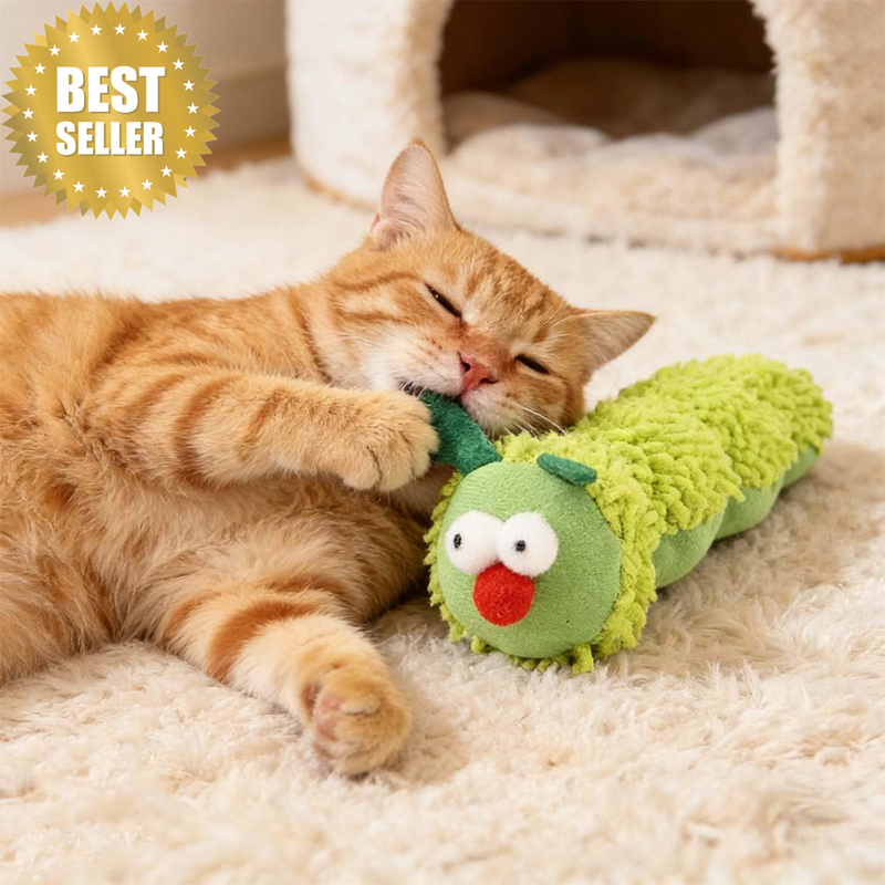 Cat Toys for Indoor Cats, Catnip Caterpillar Plush Chew Toy for Kittens