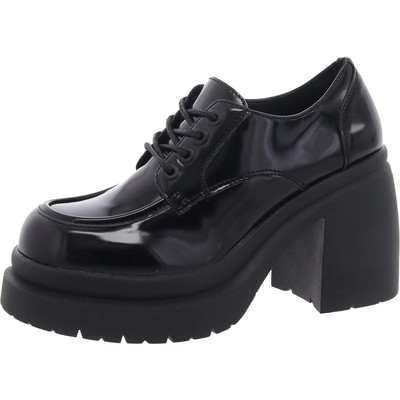 Steve Madden Womens Black Block Heel Loafers Shoes 7.5 Medium (B,M) BHFO 6400