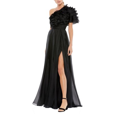 Женское черное шифоновое официальное вечернее платье Ieena for Mac Duggal 6 BHFO 6054