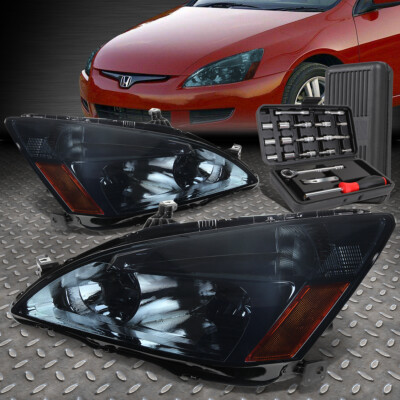 ДЛЯ 03-07 HONDA ACCORD ДЫМЧАТЫЙ КОРПУС, ЯНТАРНЫЕ БОКОВЫЕ ФАРЫ ГОЛОВНОГО СВЕТА + НАБОР ИНСТРУМЕНТОВ