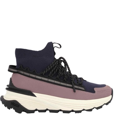 Pre-owned Moncler Monte Runner Knit Lace-up Sneakers In Purple
