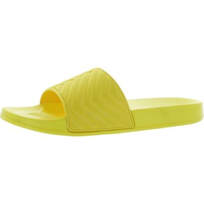 INC Mens Xander Yellow Peep-Toe Pool Slides Shoes 10 Medium (D) BHFO 3701