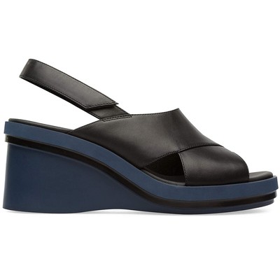 Pre-owned Camper Kyra K200964 Leather Casual Open-toe Wedge Slingbacks Womens Sandals