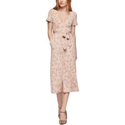 Женский розовый укороченный комбинезон BCBGeneration с широкими штанинами и глубоким V-образным вырезом, M BHFO 8157