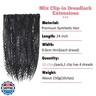 24 Inch Clip in Dreadlock Hair Extensions 10Clips 40 Strands Mixed Synthetic Dreads Extensions for Women,Handmade Soft Straight Boho Wavy Dreads,Black
