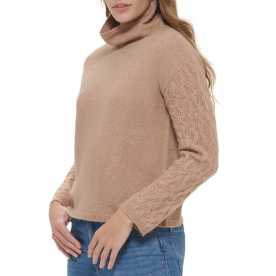 Женский пуловер с круглым вырезом Calvin Klein Womens Tan из кабельной вязки, топ-свитер S BHFO 0241
