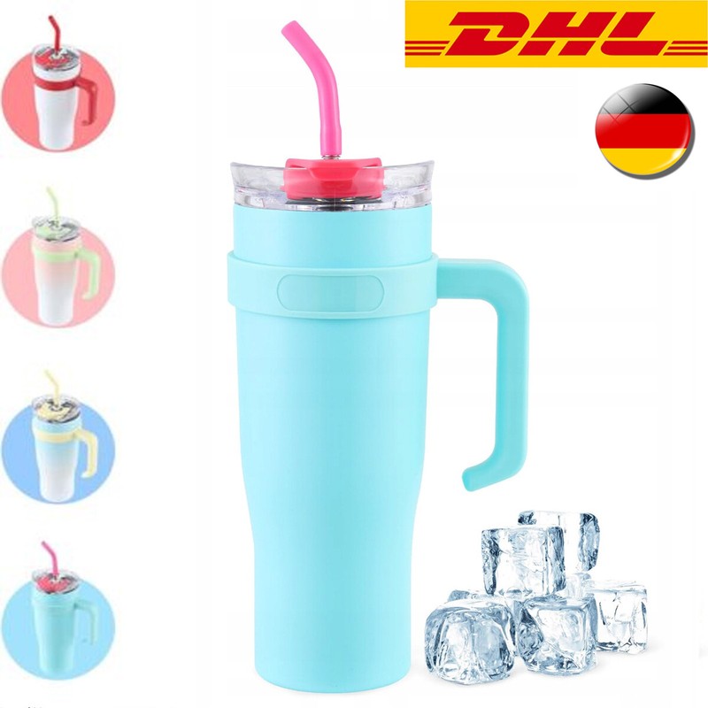 40oz 1180ml Thermobecher Mit Strohhalm Und Henkel Kaffeebecher To Go Mit Deckel