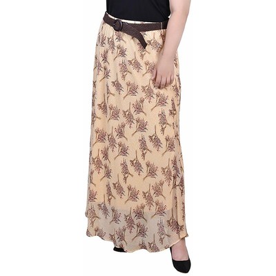 Женская желтая макси-юбка с принтом во всю длину из коллекции NY Collection плюс 2X BHFO 6853